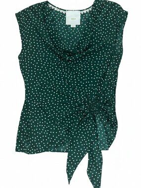 Maeve Women’s Silk Blouse Size 6 Shirt Top Green Polka Dot (Anthropologie Group)